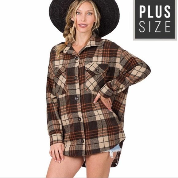 Zenana Outfitters Tops - ZENANA OUTFITTERS Womens Plus Size Plaid Shacket Jacket Size 2X NEW NWT